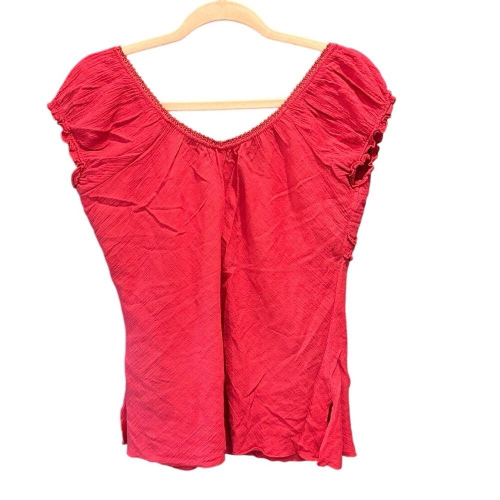 Y2K Vintage Antilia Femme Red Boho Cotton Babydoll Fairy Sleeveless Top XL - Picture 3 of 9